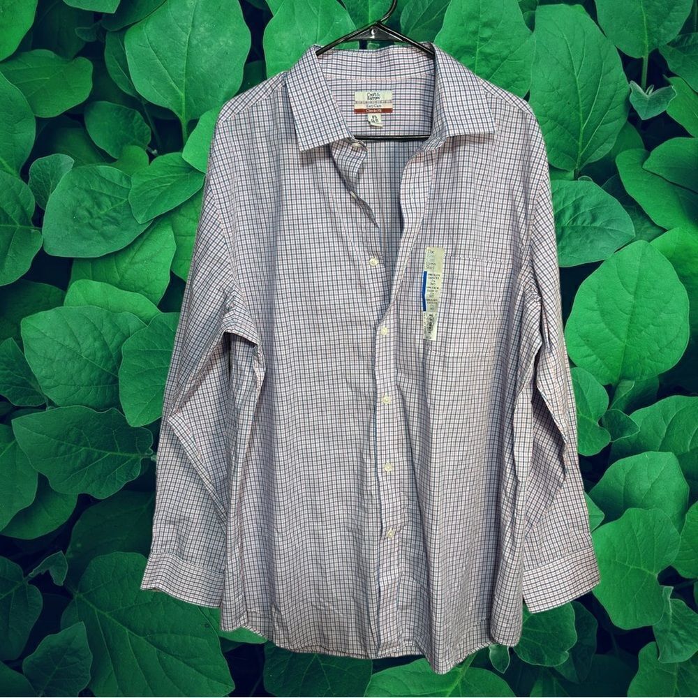 5 for $25🔥Croft &‎ Barrow Plaid Easy Care Classic Fit Button Front Shirt- New